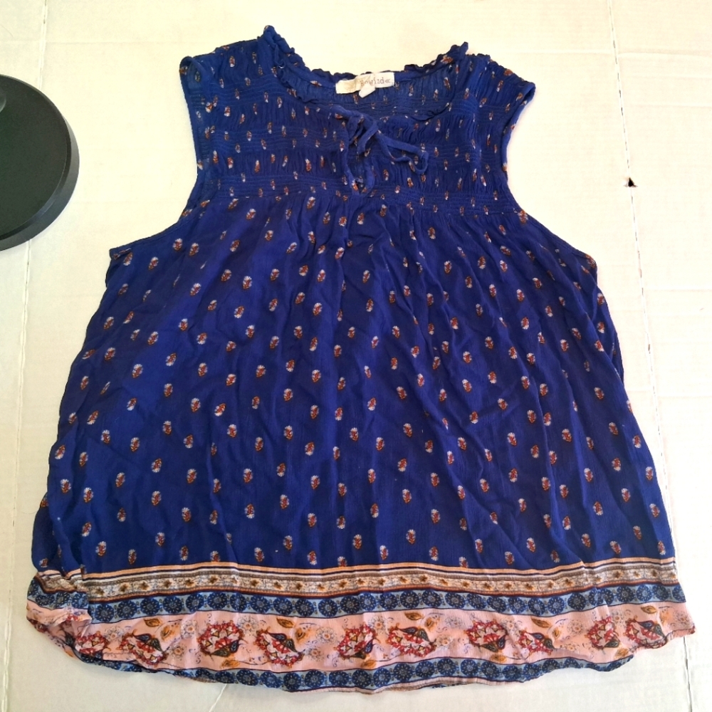 Rewind Boho Blue Sleeveless Top